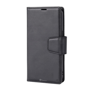 iPhone 16 Pro Max Strong Shockproof Flip Wallet Case Cover: Card Holder, Magnetic Closure - Black